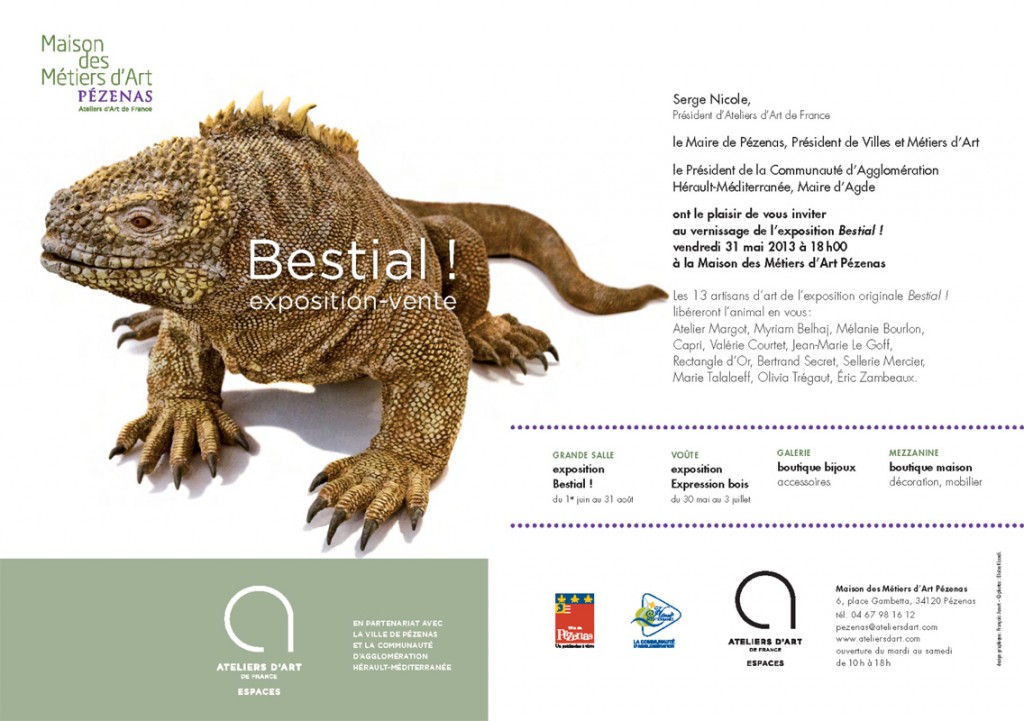 Exposition artistique animalière « Bestial » à Pézenas (34), du 01 er juin au dimanche 31 août 2013