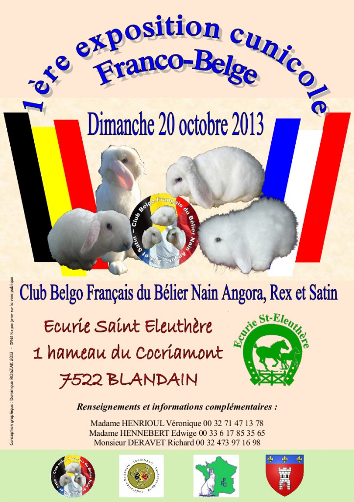1 ère Exposition Cunicole Franco-Belge à Blandain (Belgique), le dimanche 20 octobre 2013.