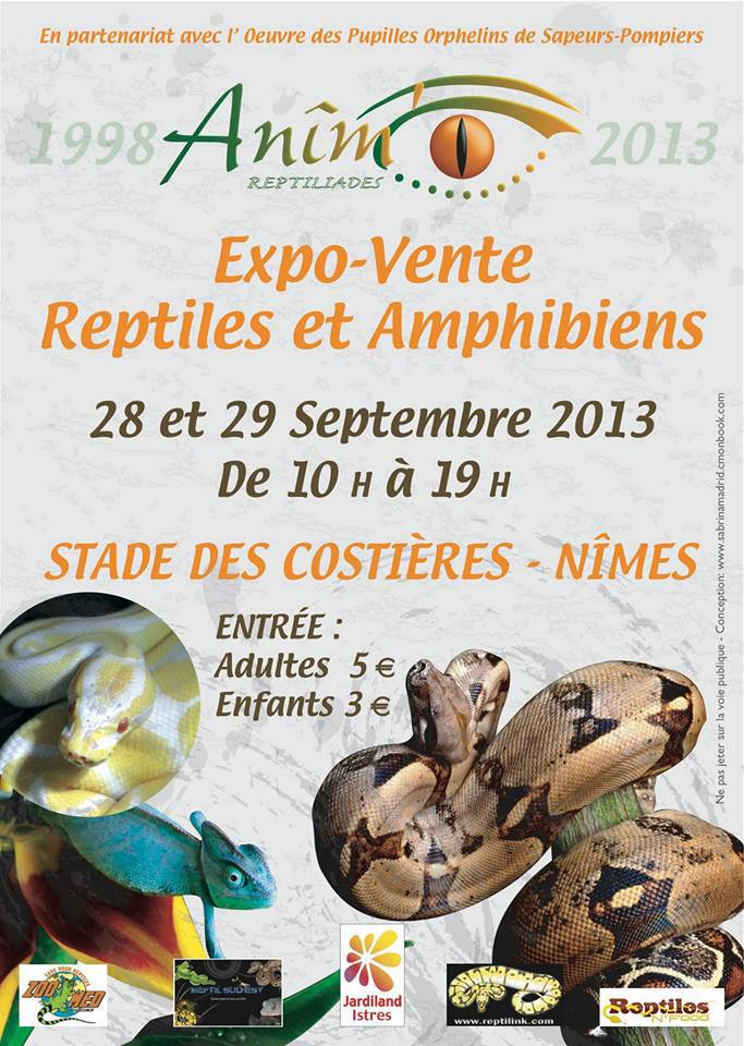 Expo-vente de Reptiles et Amphibiens à Nîmes (30), du samedi 28 au dimanche 29 septembre 2013