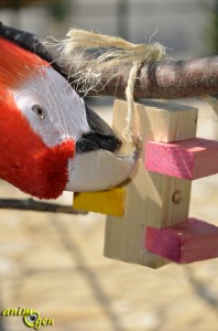 Jouet à fabriquer : tour de Babylone à fourrager pour perroquets