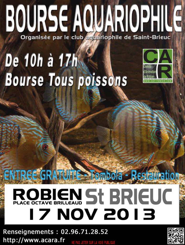 7 ème Bourse aquariophile à Saint Brieuc (22), le dimanche 17 novembre 2013