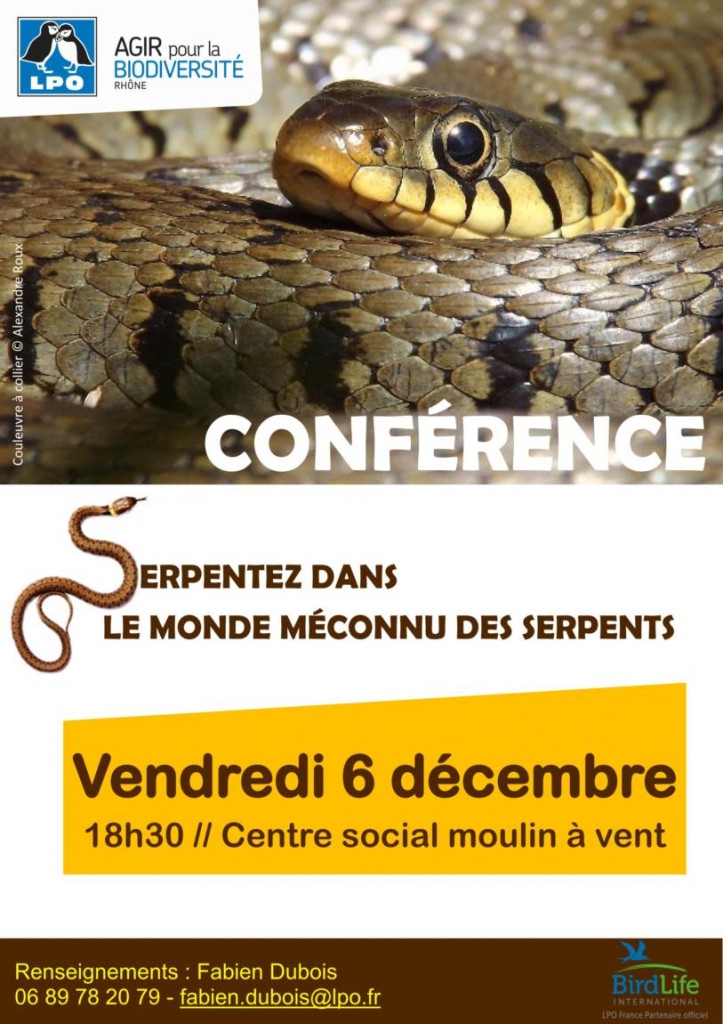 Conférence « Serpentez dans le monde des reptiles » à Vénissieux (69), le vendredi 06 décembre 2013