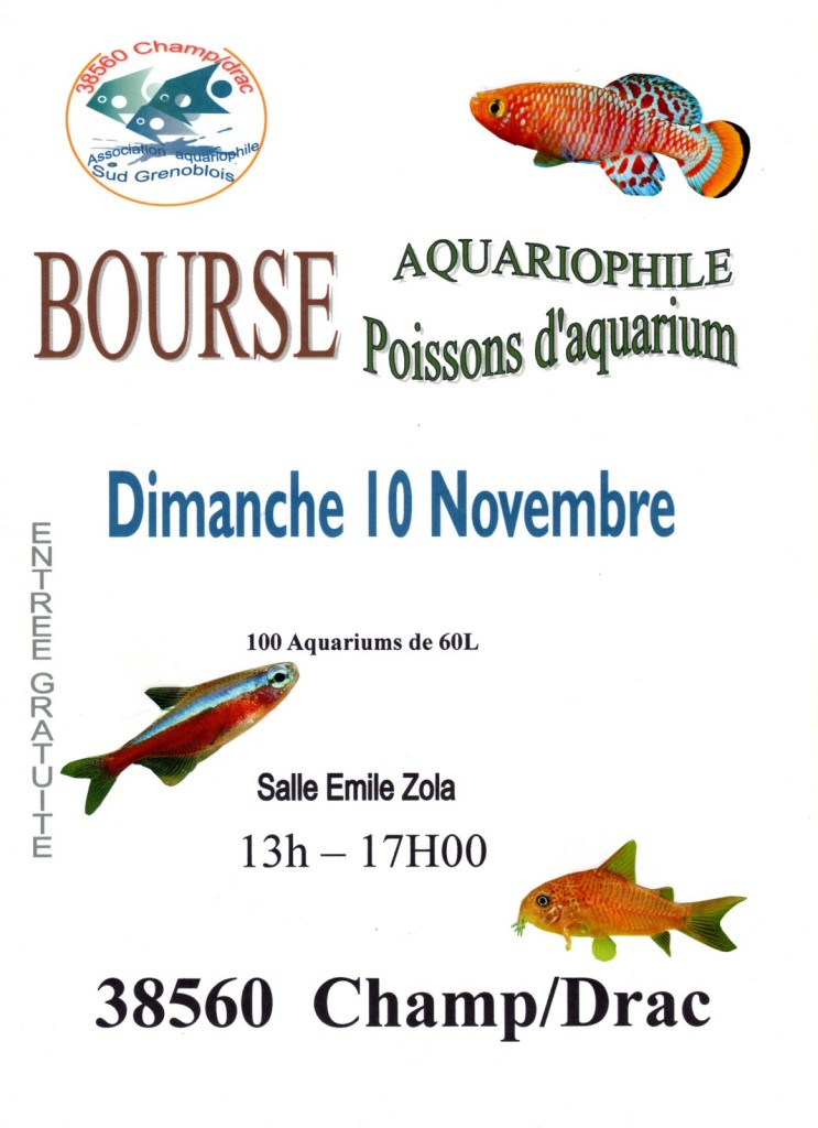 Bourse aquariophile à Champ-sur-Drac (38), le dimanche 10 novembre 2013