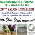 20 ème Salon Animalier à Gueugnon (71), du samedi 18 au dimanche 19 janvier 2014