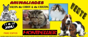 Salon animalier "Animaliades" à Montpellier (34), du samedi 11 au dimanche 12 janvier 2014