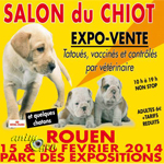 Salon du chiot à Rouen (76), du samedi 15 au dimanche 16 février 2014
