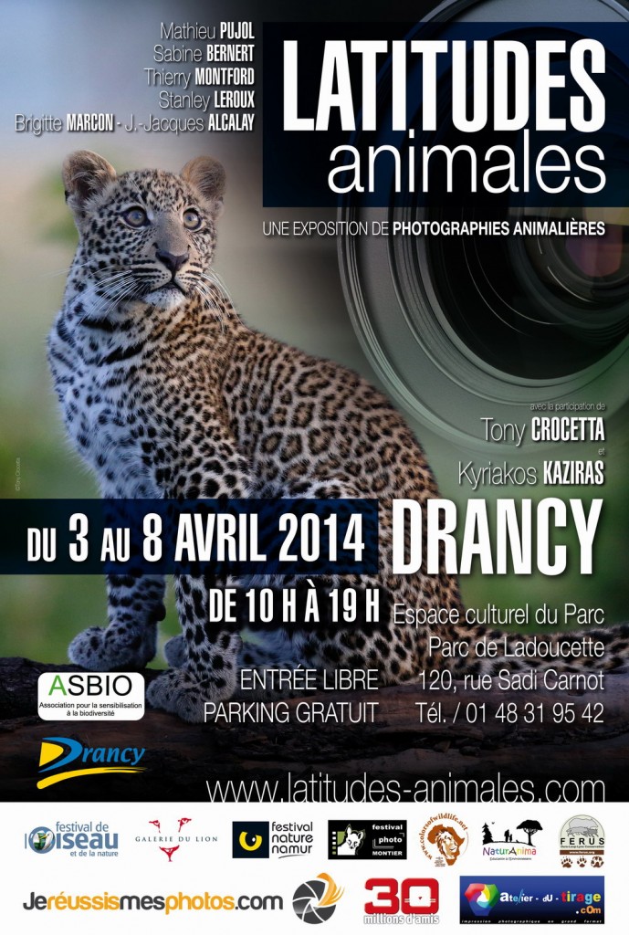 Exposition de photographies animalières « Lattitudes animales » à Drancy (93), du jeudi 03 au mardi 08 avril 2014