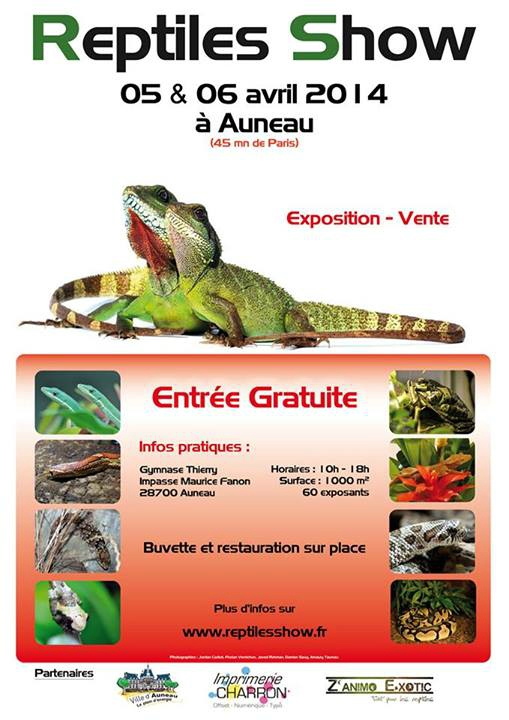 Reptiles Show à Auneau (28), du samedi 05 au dimanche 06 avril 2014