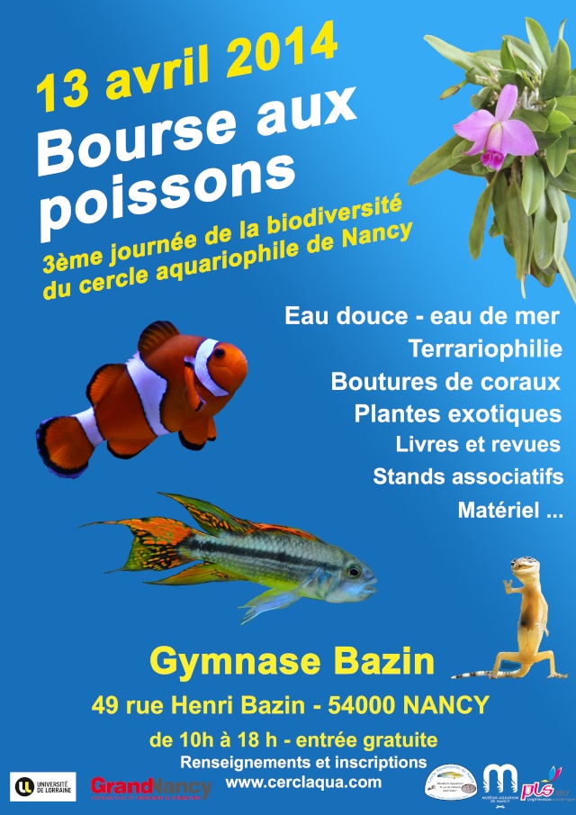 Bourse aux poissons, terrariophilie et plantes exotiques à Nancy (54), le dimanche 13 avril 2014