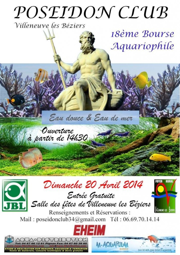 18 ème Bourse aquariophile à Villeneuve les Béziers (34), le dimanche 20 avril 2014