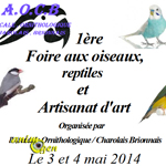 1 ère Foire aux oiseaux et reptiles à Digoin (71), du samedi 03 au dimanche 04 mai 2014