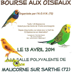 Bourse aux oiseaux à Malicorne sur Sarthe (72), le dimanche 13 avril 2014