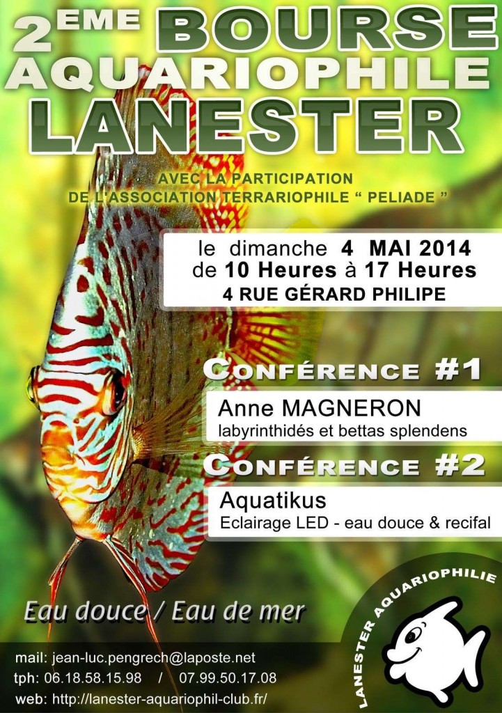 2 ème Bourse aquariophile à Lanester (56), le dimanche 04 mai 2014