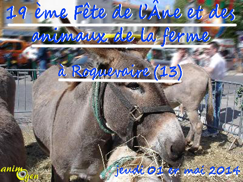 19 ème Fête de l’Âne et des animaux de la ferme à Roquevaire (13), jeudi 01 er mai 2014