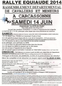 Rassemblement équestre « Equiaude » à Carcassonne (11), du samedi 14 au dimanche 15 juin 2014