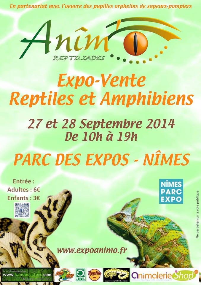 Salon Animô, Reptiliades à Nîmes (30), du samedi 27 au dimanche 28 septembre 2014