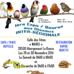 1 ère Expo/Bourse aux oiseaux inter-régionale à Abergement la Ronce (39), du samedi 29 au dimanche 30 novembre 2014