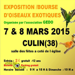 Exposition-bourse d’oiseaux exotiques à Culin (38), du samedi 07 au dimanche 08 mars 2015