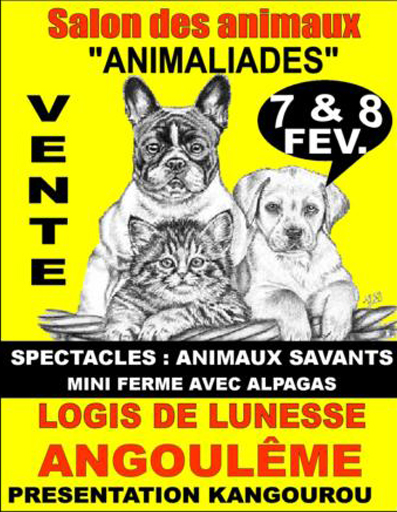 Salon du chiot Animaliades à Angoulême (16), du samedi 07 au dimanche 08 février 2015