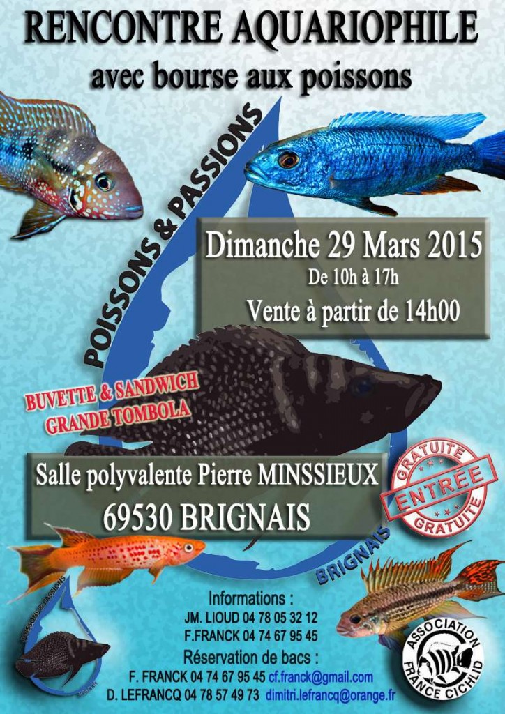 Bourse aquariophile "Poissons et passions" à Brignais (69), le dimanche 29 mars 2015
