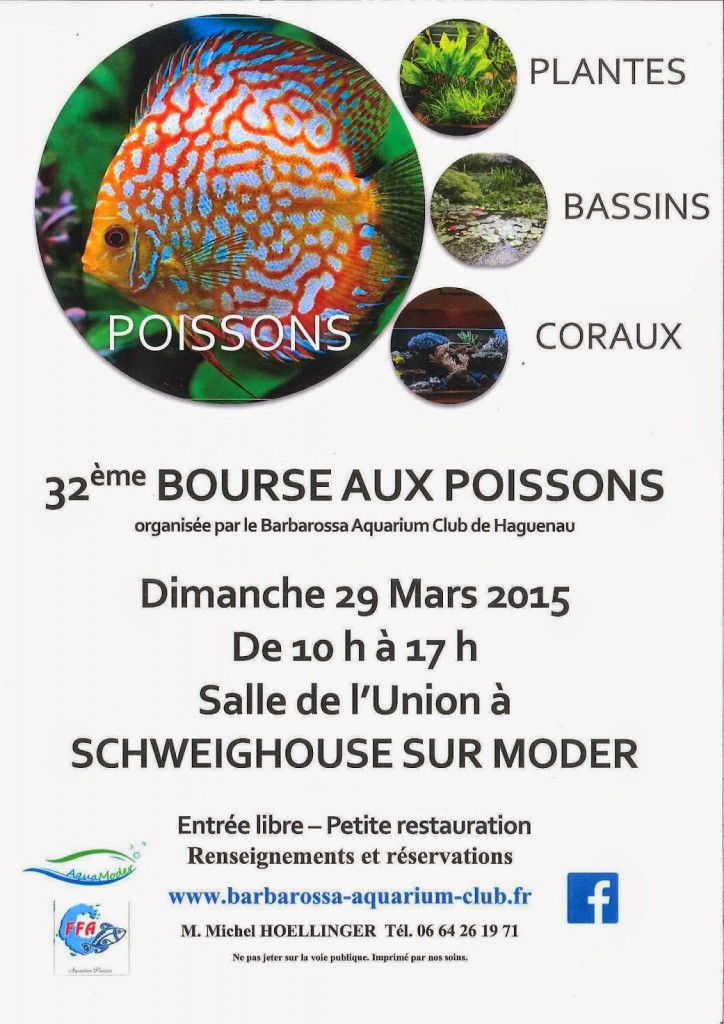 32 ème Bourse aux poissons à Schweighouse sur Moder (67), le dimanche 29 mars 2015
