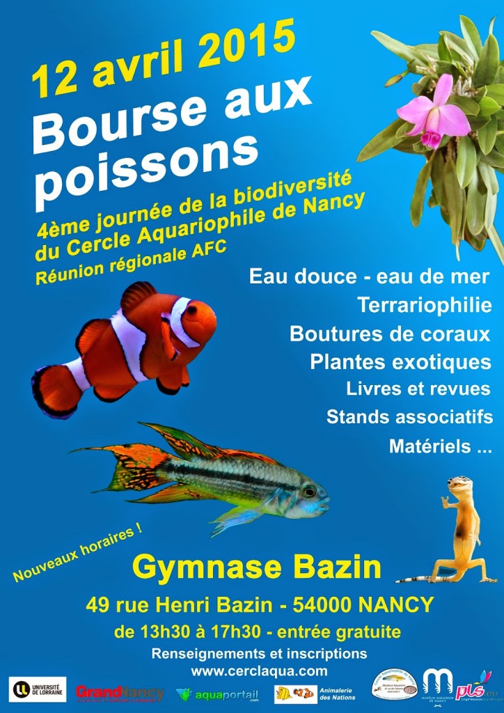 Bourse aux poissons, terrariophilie et plantes à Nancy (54), le dimanche 12 avril 2015