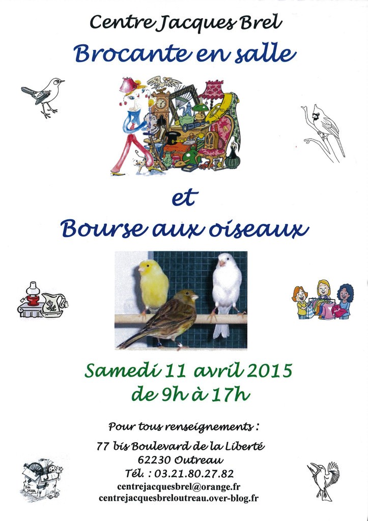 Brocante et bourse aux oiseaux à Outreau (62), le samedi 11 avril 2015
