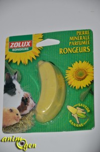 Accessoire : bloc minéral pour rongeurs et lapins parfumé à la banane (Zolux)