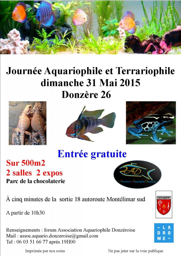 Journée Aquariophile et Terrariophile à Donzère (26), le dimanche 31 mai 2015
