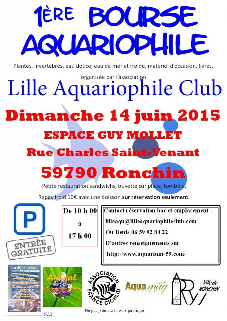 1 ère Bourse aquariophile à Ronchin (59), le dimanche 14 juin 2015