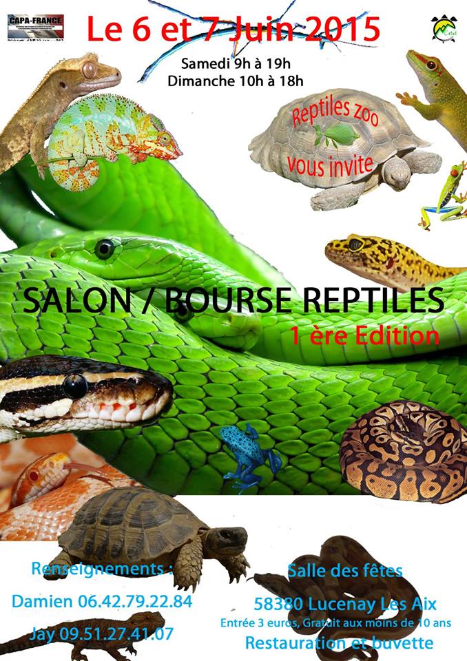 Salon – Bourse Reptiles à Lucenay les Aix (58), du samedi 06 au dimanche 07 juin 2015