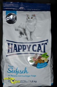 Alimentation : croquettes pour chat Happy Cat Seefish, aux bananes et aux figues (test, avis, prix)