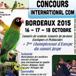 7 ème Championnat d’Europe du canari Jaspe à Bordeaux (33), les vendredi 16, samedi 17 et dimanche 18 octobre 2015