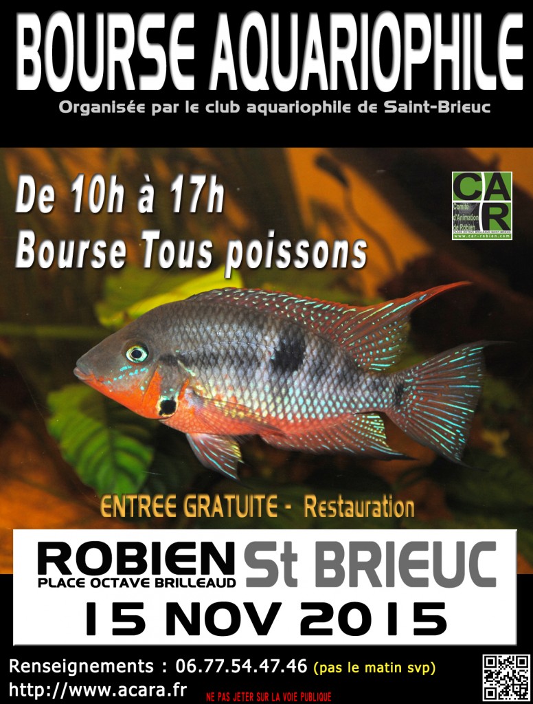 Bourse aquariophile à Saint Brieuc (22), le dimanche 15 novembre 2015