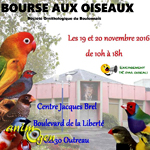 Bourse aux oiseaux à Outreau (62), du samedi 05 au dimanche 06 novembre 2016