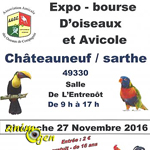 Expo-Bourse d’oiseaux et Avicole à Châteauneuf sur Sarthe (49), le dimanche 27 novembre 2016