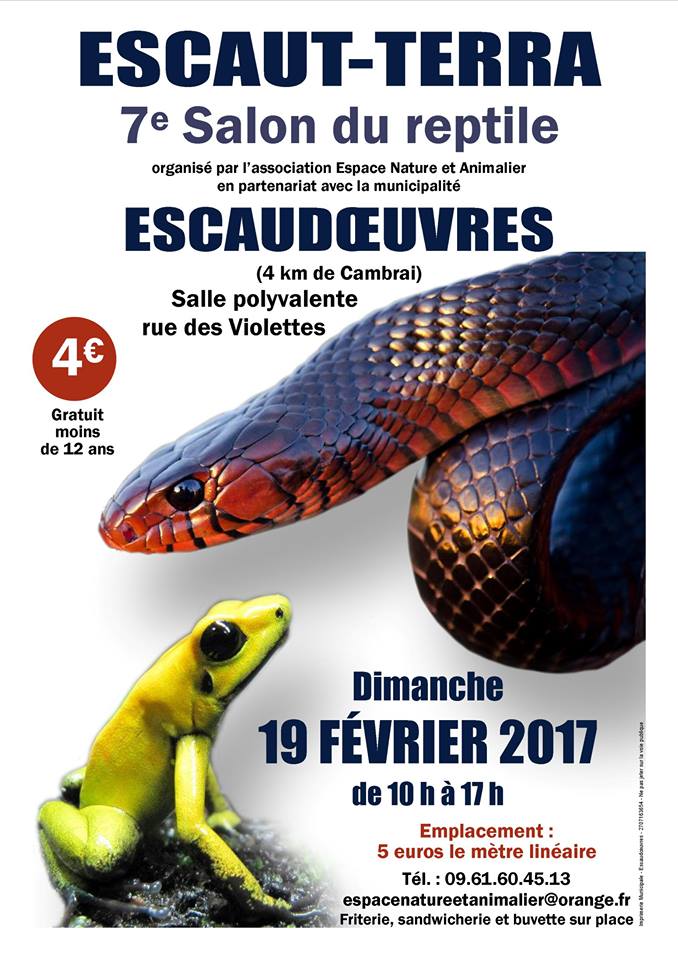 7 ème Salon terrariophile Escaut-Terra à Escaudoeuvres (59), le dimanche 19 février 2017