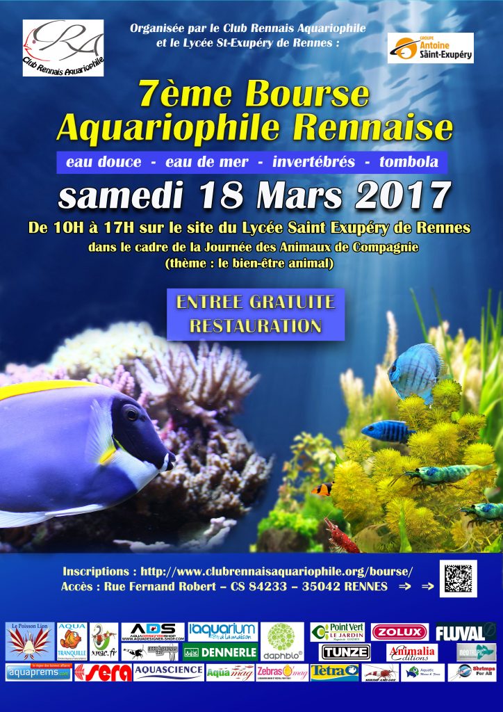 7 ème Bourse aquariophile rennaise à Rennes (35), le samedi 18 mars 2017