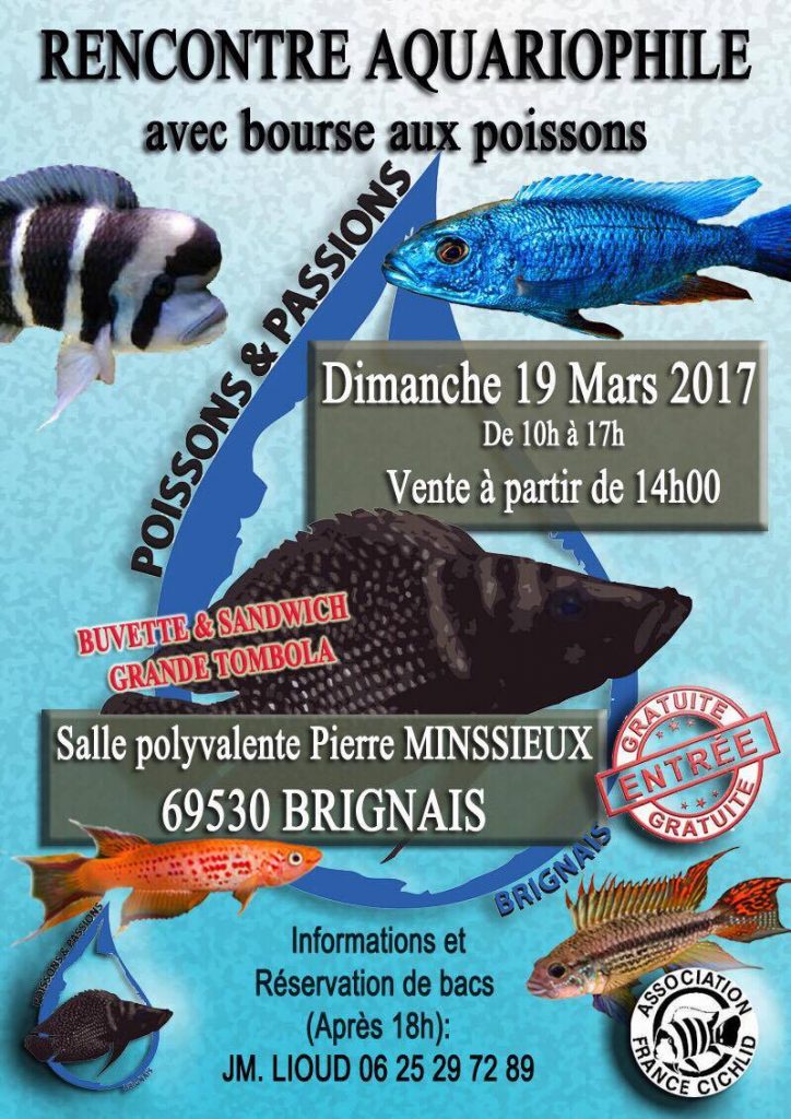 Rencontre aquariophile et Bourse aux poissons à Brignais (69), le dimanche 19 mars 2017