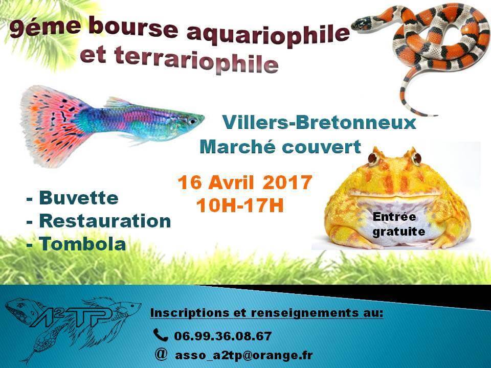 9 ème Bourse aquariophile et terrariophile à Villers Bretonneux (80), le dimanche 16 avril 2017