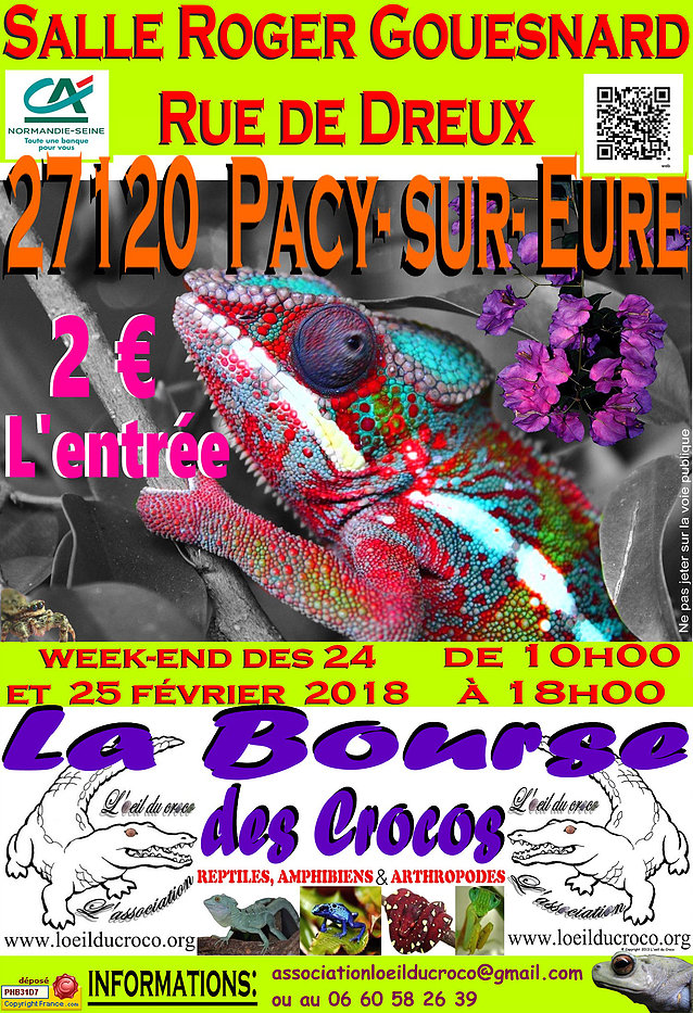 Bourse aux reptiles, amphibiens et arthropodes à Pacy sur Eure (27), du samedi 24 au dimanche 25 février 2018