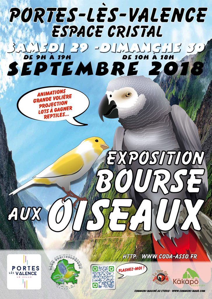 Exposition-Bourse aux oiseaux à Portes lès Valence (26), du samedi 29 au dimanche 30 septembre 2018